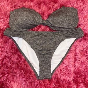 black & white two piece bathing suit